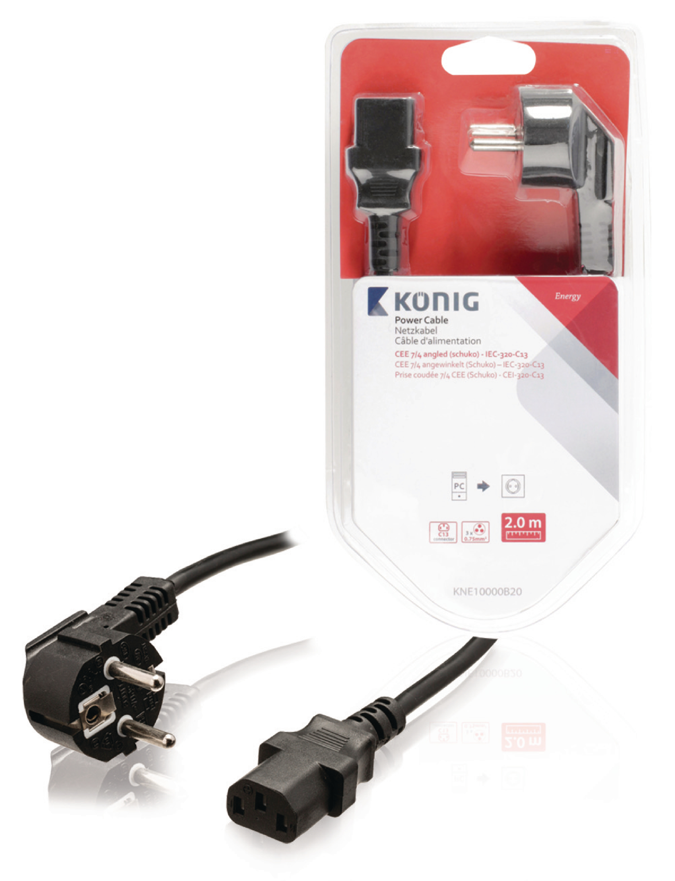 Power cord - Schuko 230v M &gt; IEC F - 2m