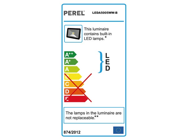 Perel - Projecteur LED Design - 50W COB - Blanc chaud
