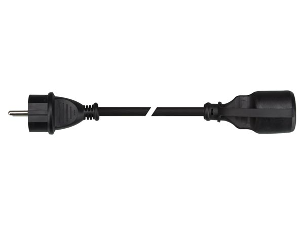 Perel - Verlengkabel - 3G1,5mm&sup2; - Schuko M/F - Zwart - 5m met krimpkous voor markeren van eigen label