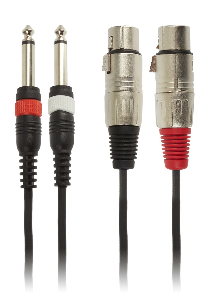 Adam Hall - 3STAR TFP 0100 > 2x jack 6,3mm mono/TS mâle > 2x XLR femelle 3 pins - câble 1m