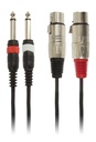 Adam Hall - 3STAR TFP 0100 > 2x jack 6,3mm mono/TS mâle > 2x XLR femelle 3 pins - câble 1m
