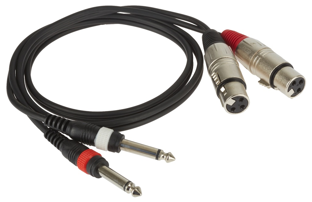 Adam Hall - 3STAR TFP 0100 > 2x jack 6,3mm mono/TS mâle > 2x XLR femelle 3 pins - câble 1m