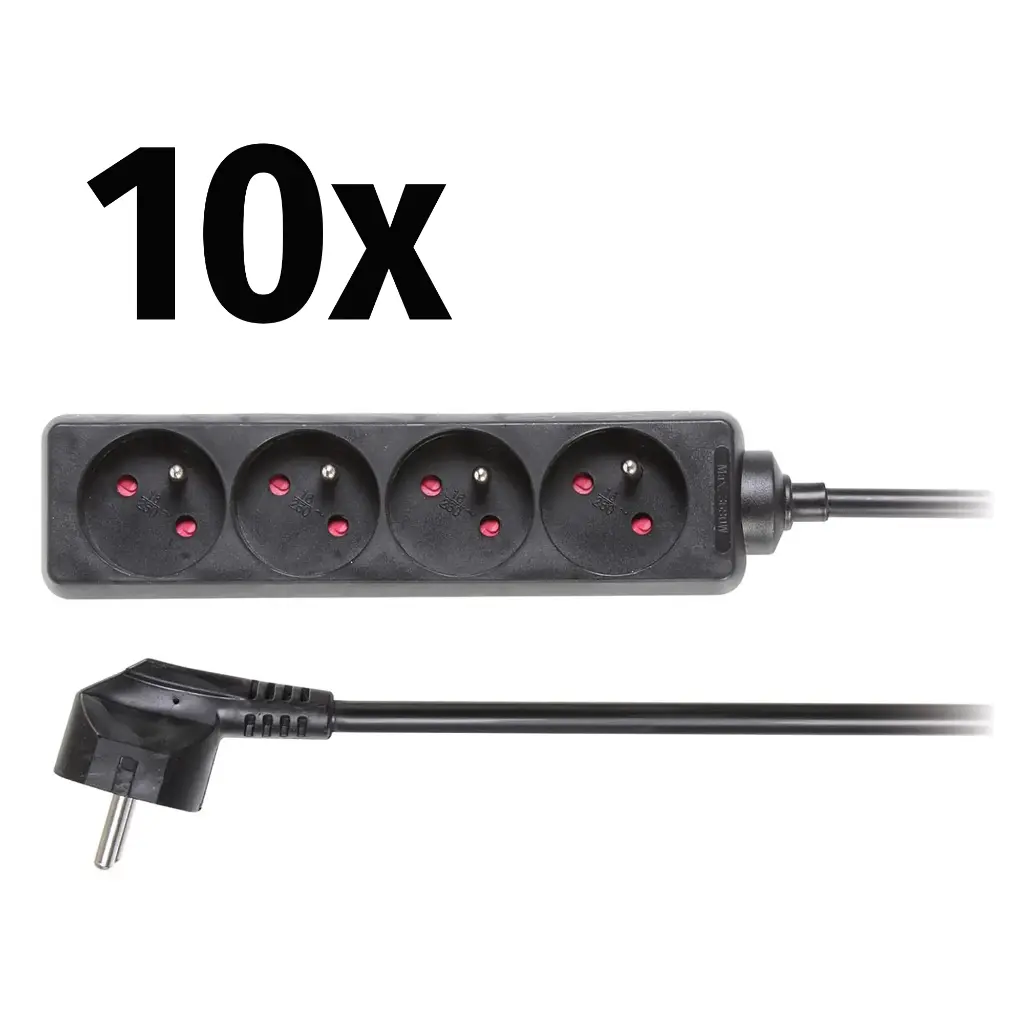 10x Perel - Multiprises 4 prises - 5m - 3G1,5