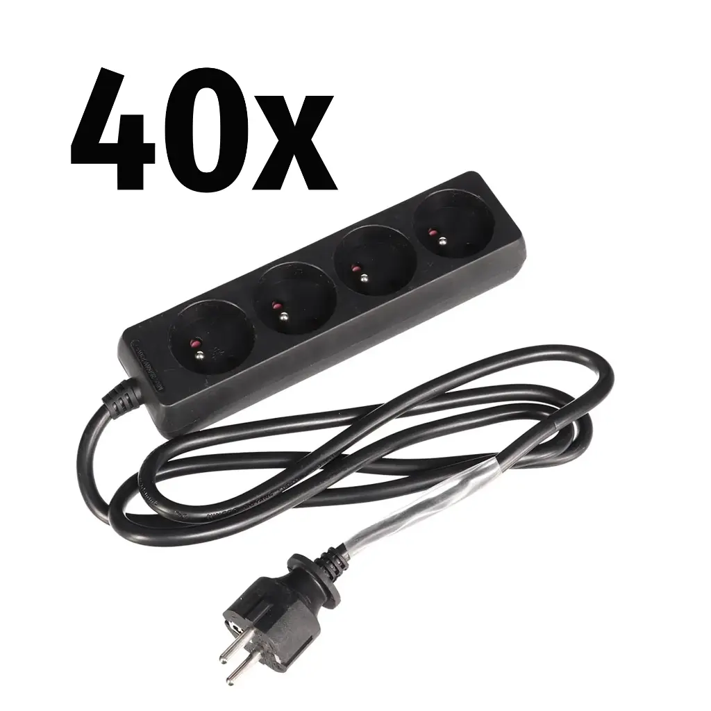 40x HQ Power - Multiprises 4 prises avec gaine thermorétractile - 1,5m - 3G1,5