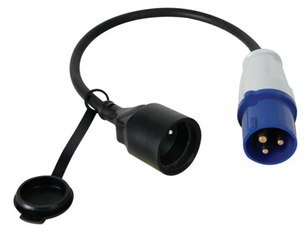 Câble adaptateur - P17 mâle 16A/230V > Schuko femelle - 3G2.5mm² - Noir - 40cm