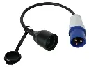 Câble adaptateur - P17 mâle 16A/230V > Schuko femelle - 3G2.5mm² - Noir - 40cm