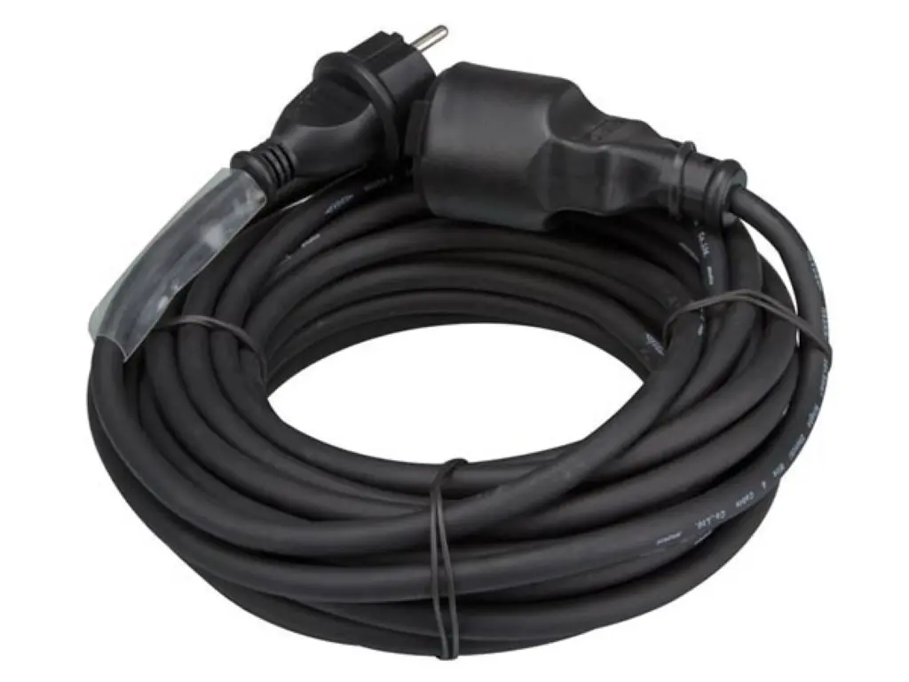 Perel - Rallonge - 3G1,5mm² - Schuko M/F - Noir - 10m avec gaine thermo