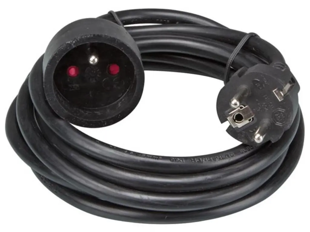 Perel - Rallonge - 3G1,5mm² - Schuko M/F - Noir - 5m