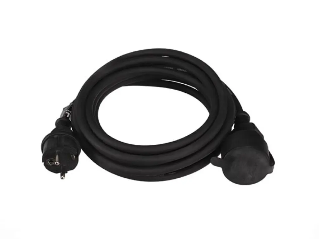 Perel - Rallonge - 3G1,5mm² - Schuko M/F - Noir - 5m