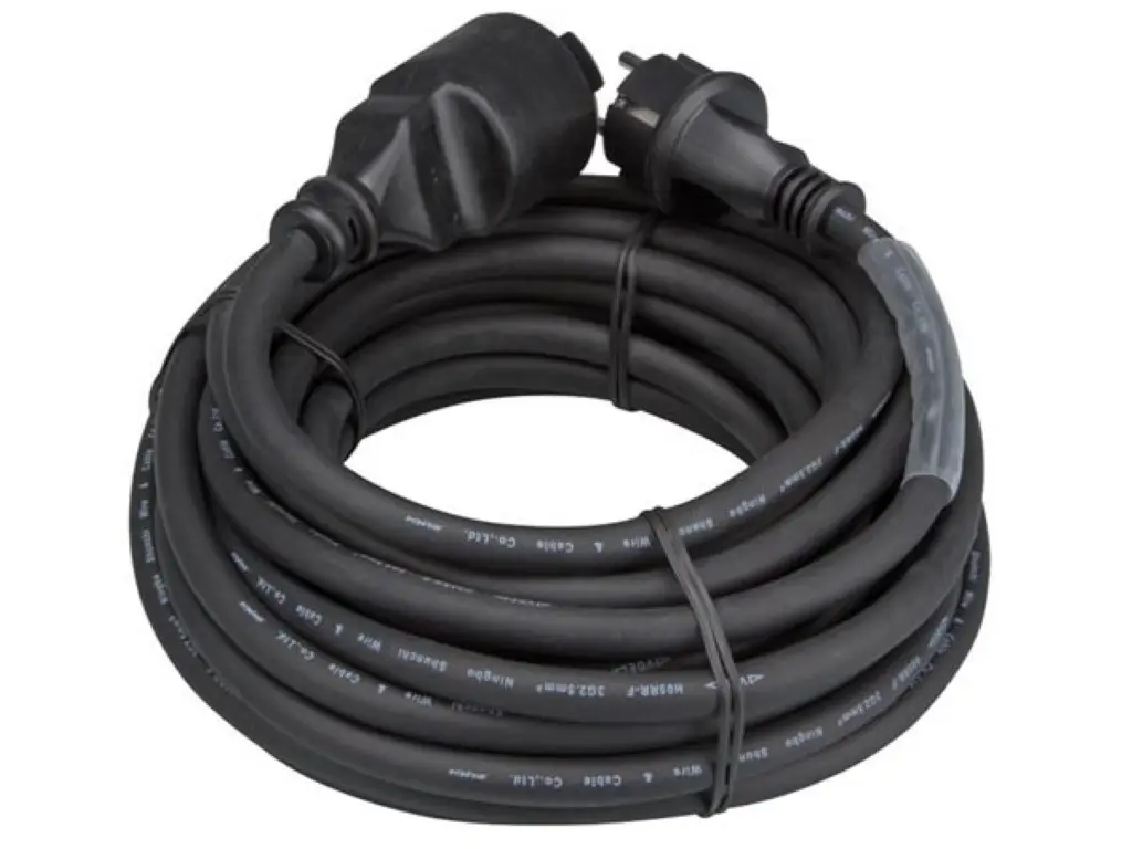 Perel - Rallonge - 3G2,5mm² - Schuko M/F - Noir - 20m avec gaine thermo