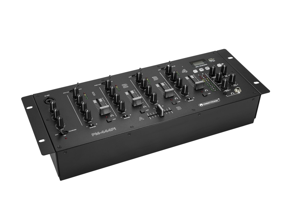 Omnitronic - PM-444Pi 4-channel DJ Mixer with Player & USB Interface