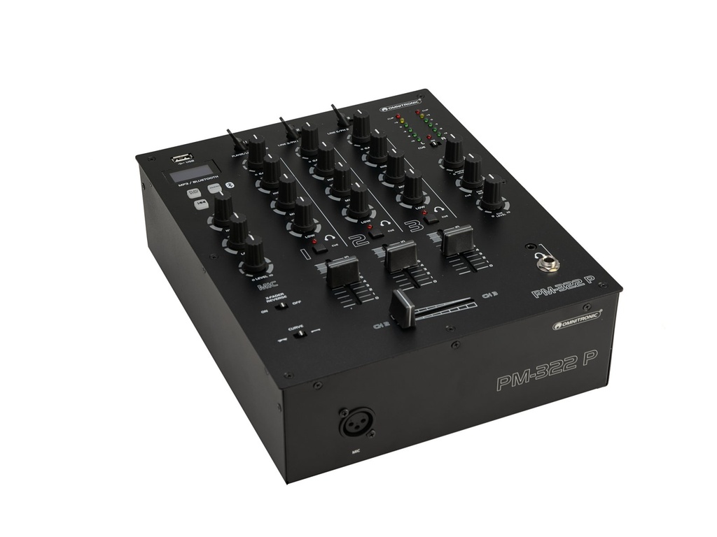Omnitronic - PM-322P 3-channel DJ Mixer with Bluetooth & USB Player