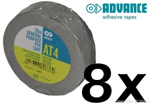 Advance - Tape AT4 - 19mm x 20m - Gris - 8 pièces