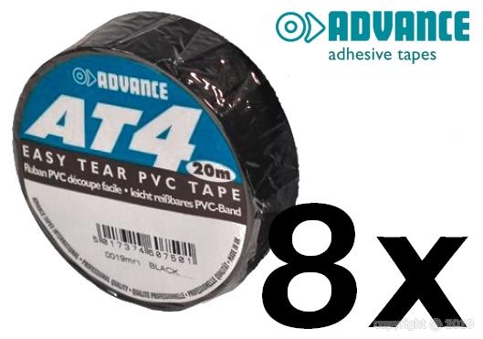 Advance - Tape AT4 - 19mm x 20m - Noir - 8 pièces