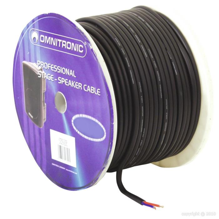 Omnitronic - Câble haut-parleur en bobine - 2x2,5mm² - 100 m - Noir