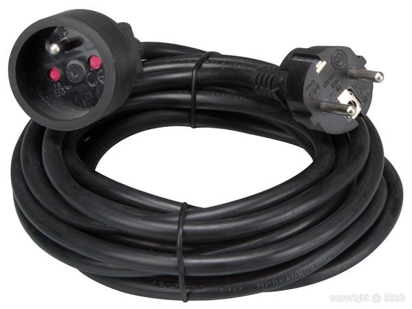 Perel - Rallonge - 3G1,5mm² - Schuko M/F - Noir - 5m