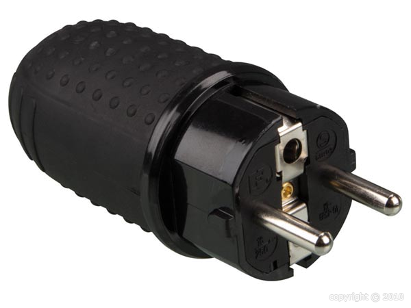 Perel - Schuko Caoutchouc Mâle - 220v/240v