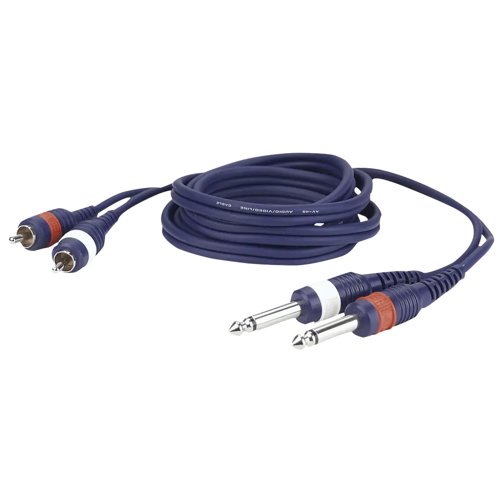DAP Audio - 2 RCA Male L/R > 2 Jack mono 6,3mm L/R - câble 3 m