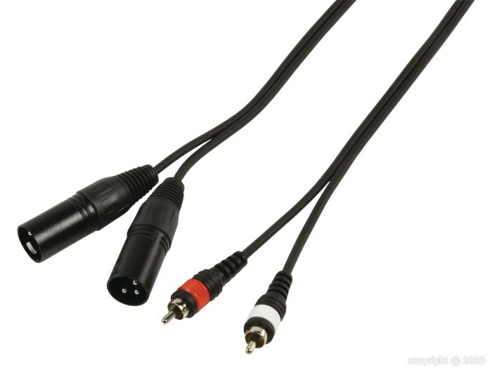 HQ - 2 RCA Male L/R > 2 XLR/M 3 p. - Câble 1,5 m