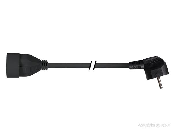 Perel - Rallonge - 3G1,5mm² - Schuko M/F - Noir - 1,5m