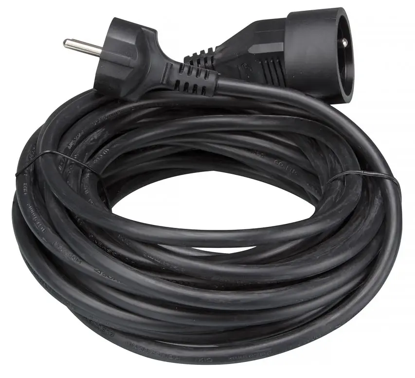 Perel - Rallonge - 3G1,5mm² - Schuko M/F - Noir - 10m