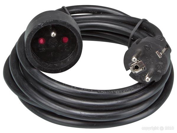 Perel - Rallonge - 3G1,5mm² - Schuko M/F - Noir - 3m