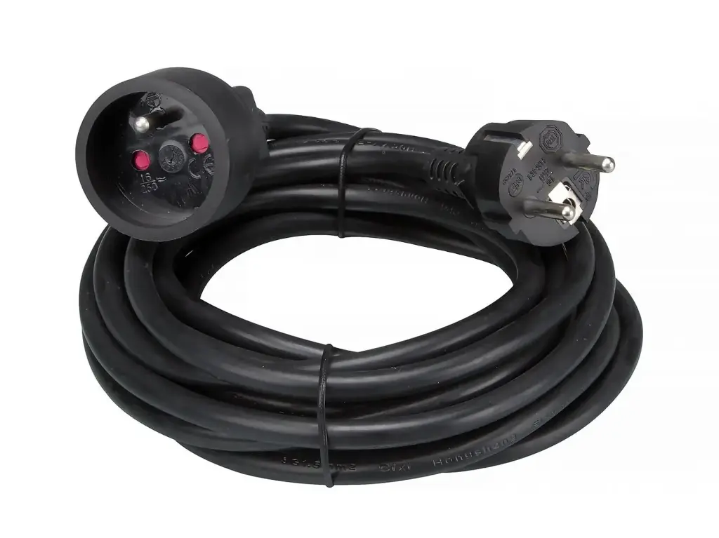 Perel - Rallonge - 3G1,5mm² - Schuko M/F - Noir - 5m