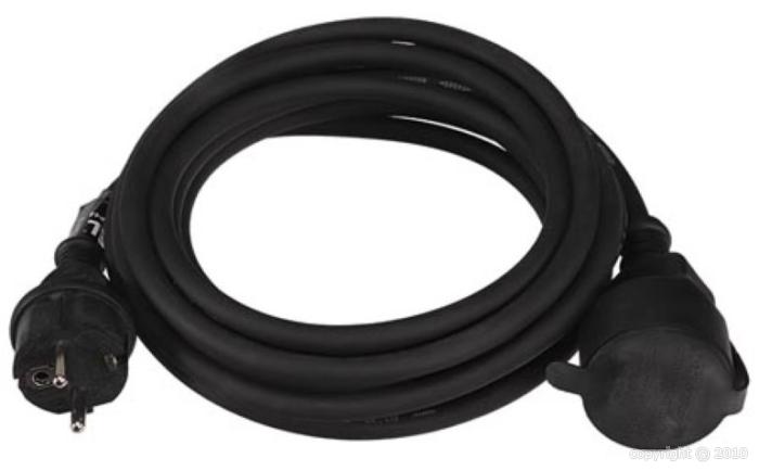 Perel - Rallonge - 3G1,5mm² - Schuko M/F - Noir - 5m