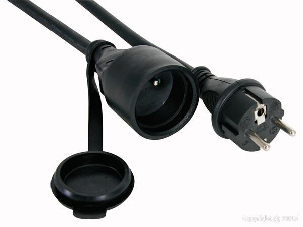 Perel - Rallonge - 3G2,5mm² - Schuko M/F - Noir - 10m
