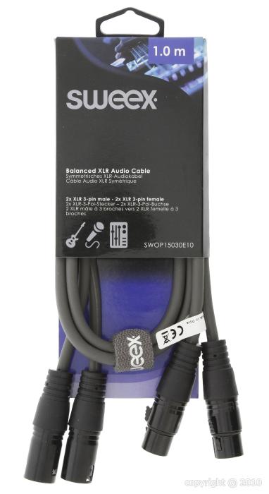 Sweex - 2x câble XLR 3pin mâle - 2x XLR 3 pin femelle - 1 m