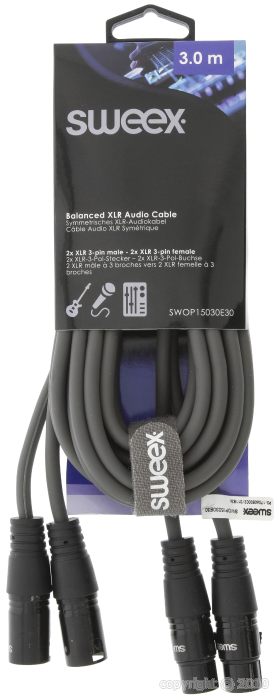 Sweex - 2x câble XLR 3pin mâle - 2x XLR 3 pin femelle - 3 m