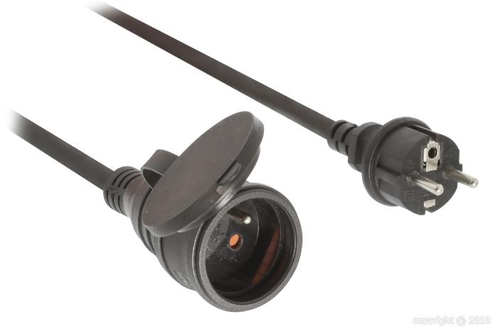 Konig - Rallonge - 3G1,5mm² - Schuko M/F - Noir - 15m