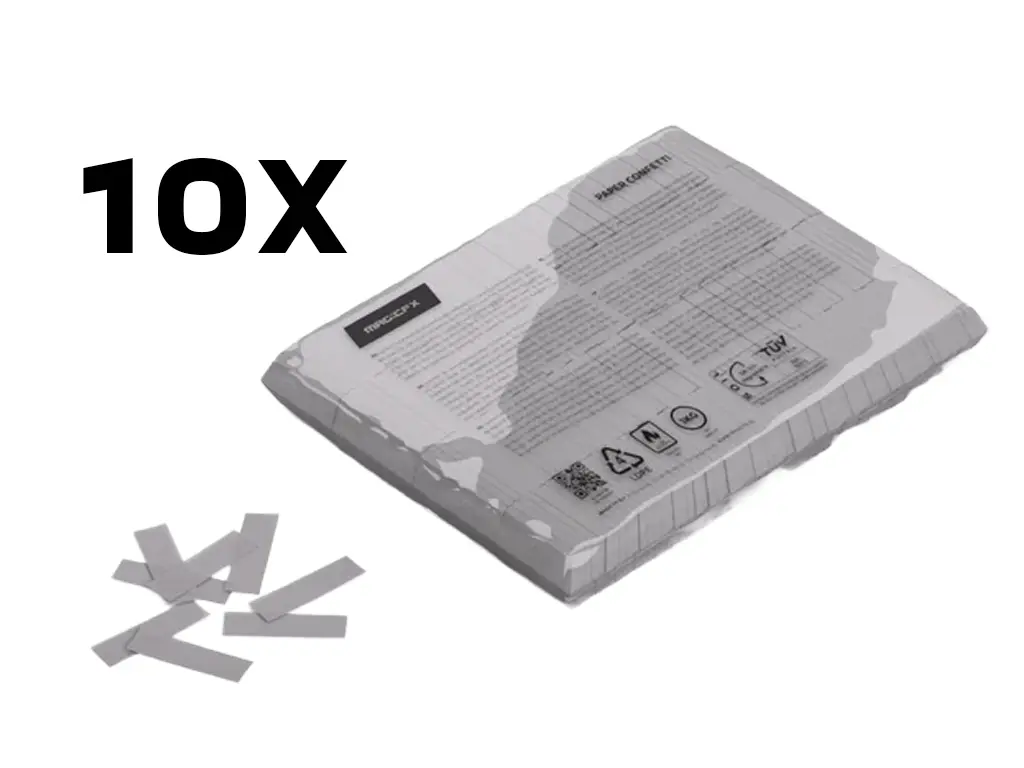 Magic FX - Confettis papier - 10kg - rectangle 55x17mm - gris