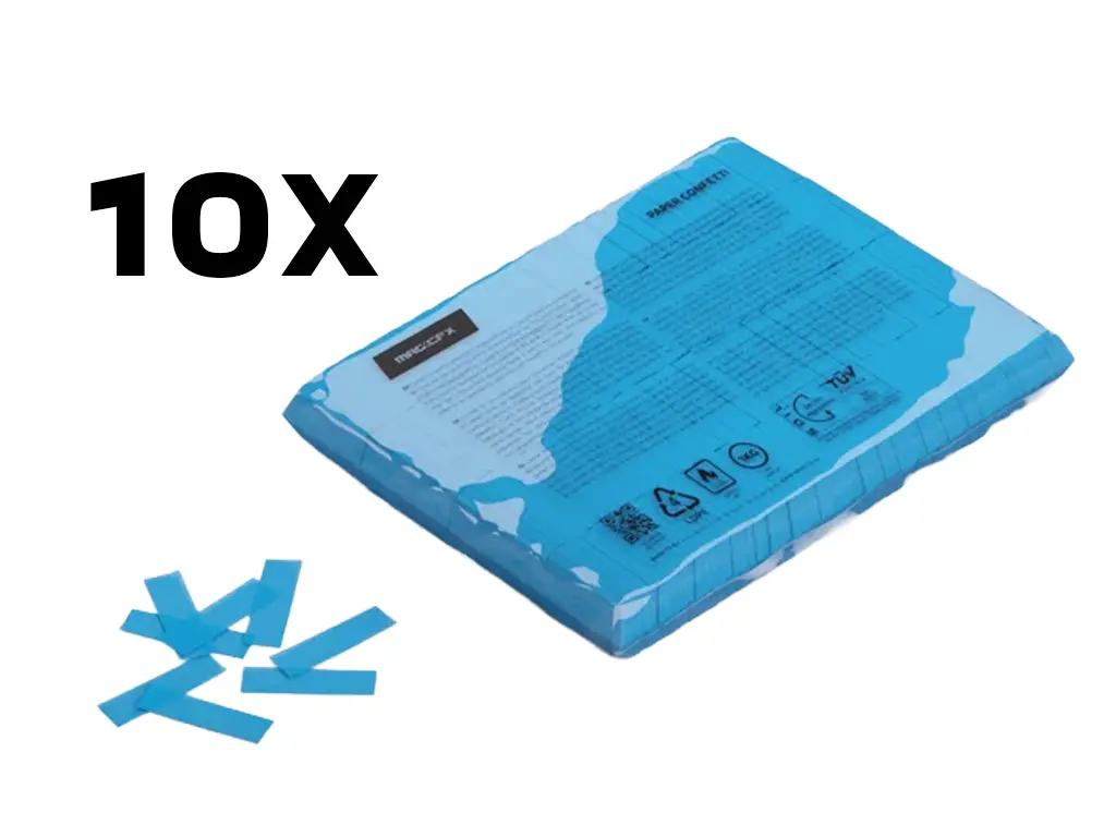 Magic FX - Confettis papier - 10kg - rectangle 55x17mm - Bleu clair