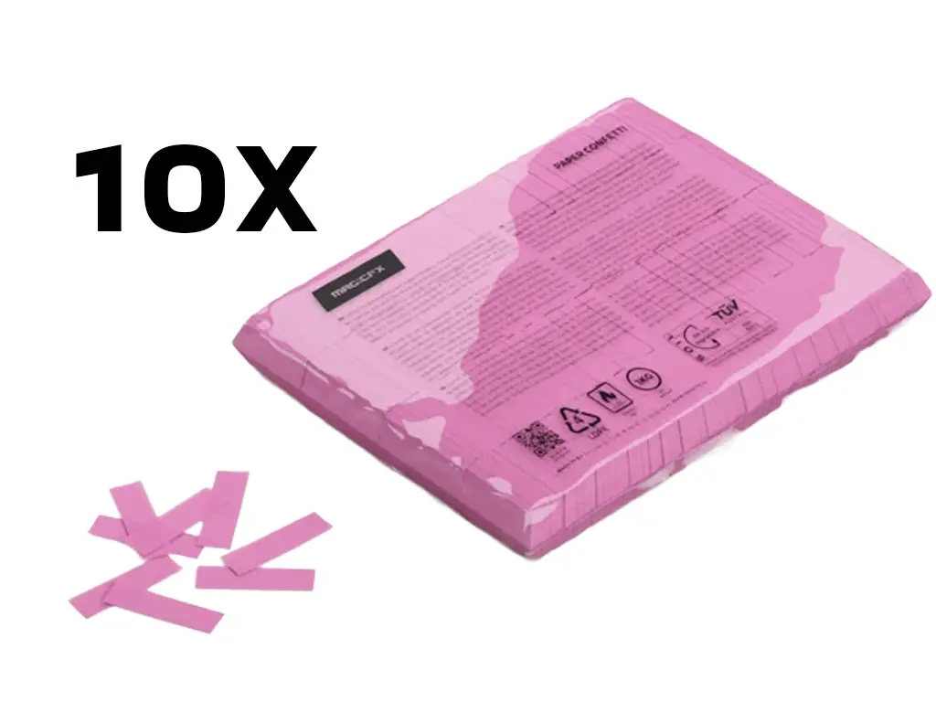 Magic FX - Confettis papier - 10kg - rectangle 55x17mm - Rose