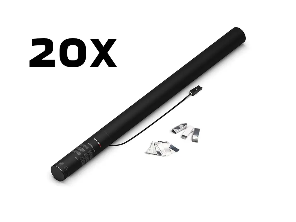 Magic FX - EC04WSM - 20 Canons à confettis - 80cm - Blanc + argenté