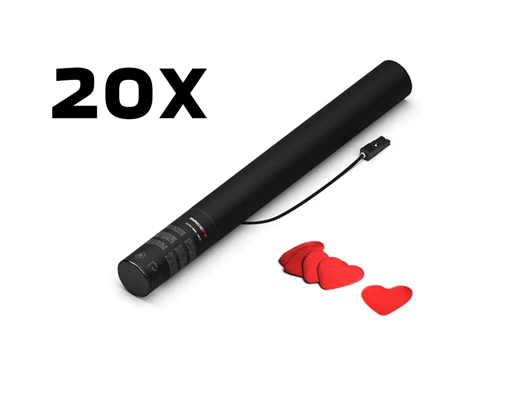 Magic FX - 20 Canons à confettis - 50cm - Coeur rouge