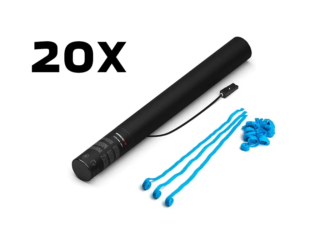 Magic FX - 20 Canons à serpentins - 50cm - Bleu clair