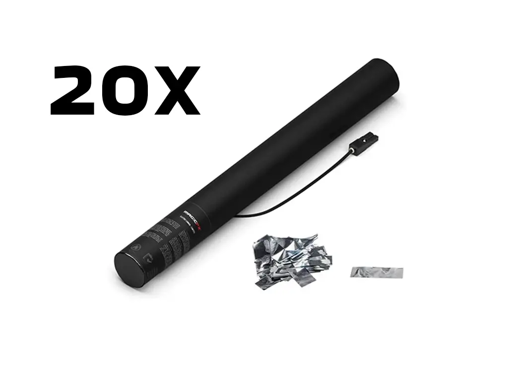 Magic FX - 20 Canons à confettis électrique - 50cm - argenté métallique