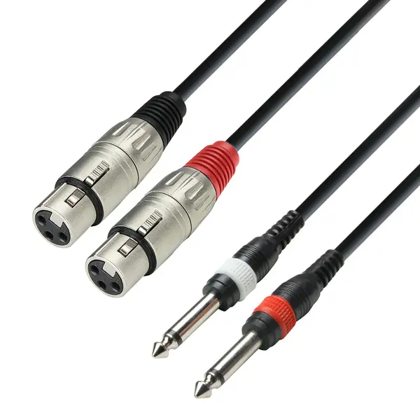 Adam Hall - 3STAR TFP 0100 > 2x jack 6,3mm mono/TS mâle > 2x XLR femelle 3 pins - câble 1m