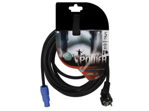 Câble d'alimentation -  Schuko 230V M > Neutrik Powercon - câble caoutchouc - 5M