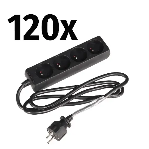 120x HQ Power - Multiprises 4 prises avec gaine thermorétractile - 1,5m - 3G1,5