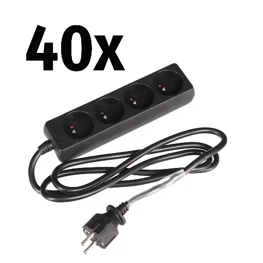 40x HQ Power - Multiprises 4 prises avec gaine thermorétractile - 1,5m - 3G1,5