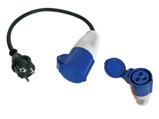 Câble adaptateur - Schuko mâle > P17 Femelle 16A/230V - 3G2.5mm² - Noir - 40cm