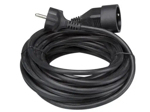 Perel - Rallonge - 3G1,5mm² - Schuko M/F - Noir - 10m