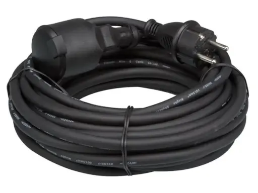 Perel - Rallonge - 3G1,5mm² - Schuko M/F - Noir - 10m