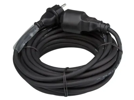 Perel - Rallonge - 3G1,5mm² - Schuko M/F - Noir - 10m avec gaine thermo