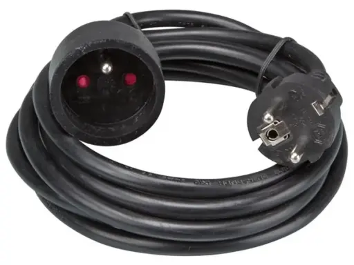 Perel - Rallonge - 3G1,5mm² - Schuko M/F - Noir - 5m