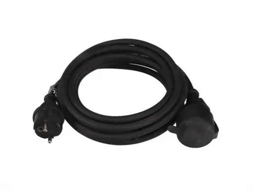 Perel - Rallonge - 3G1,5mm² - Schuko M/F - Noir - 5m