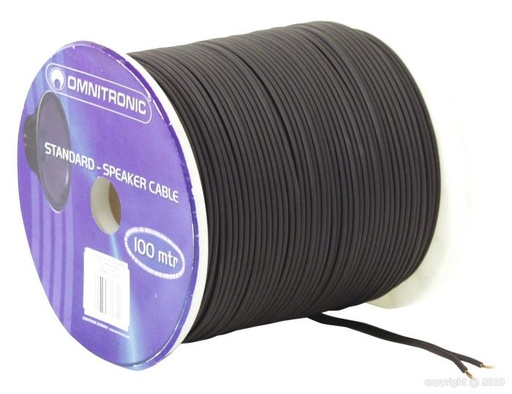 [30300501] Omnitronic - Câble haut-parleur en bobine - 2x1,5mm² - 100 m - Noir
